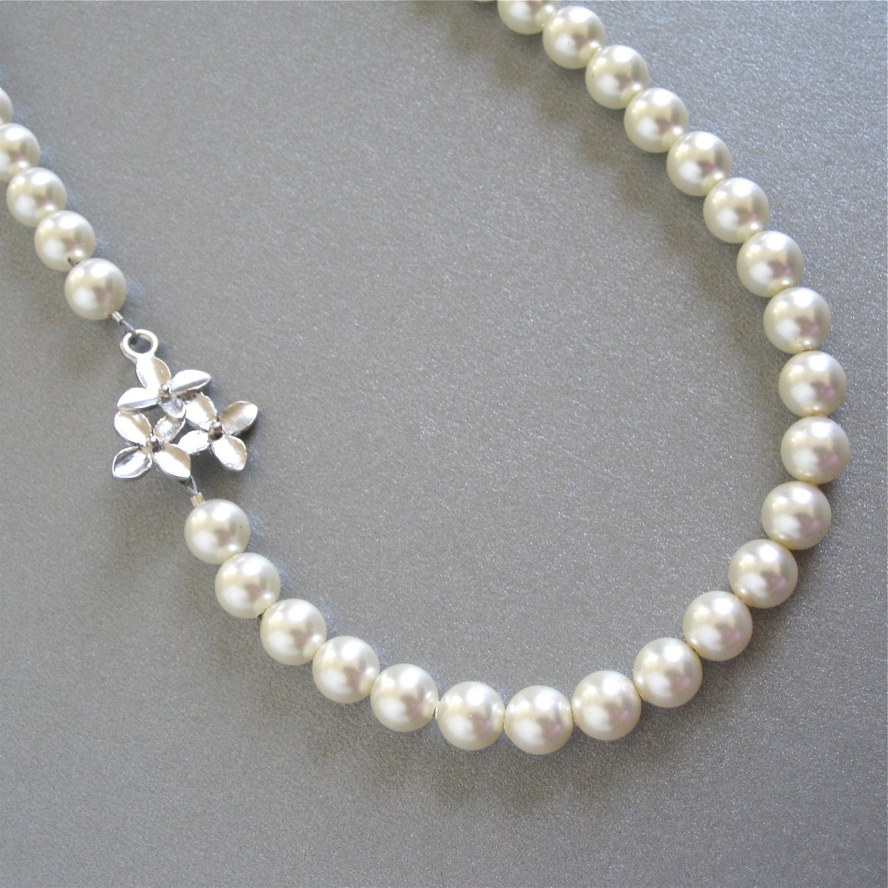 Bridal cherry blossom pearl necklace