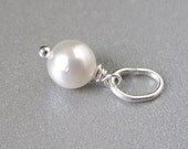 Swarovski pearl charm, white, cream or light gray, other colors available