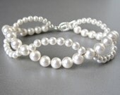 Woven Swarovski pearl bridal bracelet