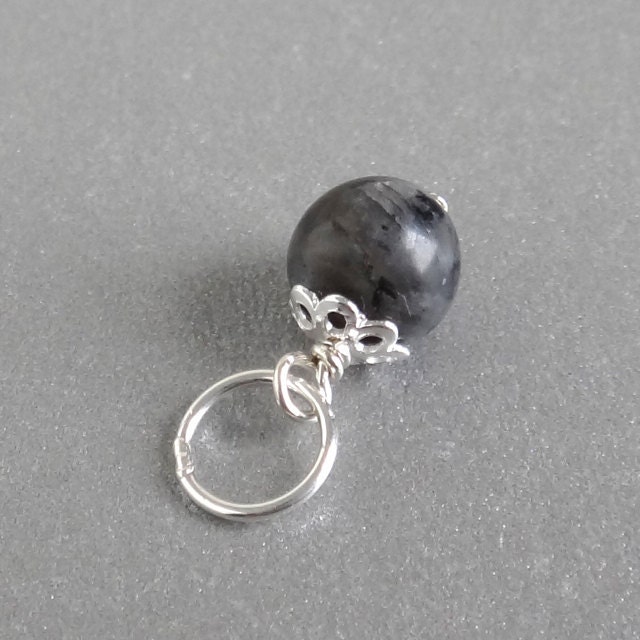 Small round Blue Labradorite charm