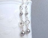 Pearl and crystal dangle bridal earrings