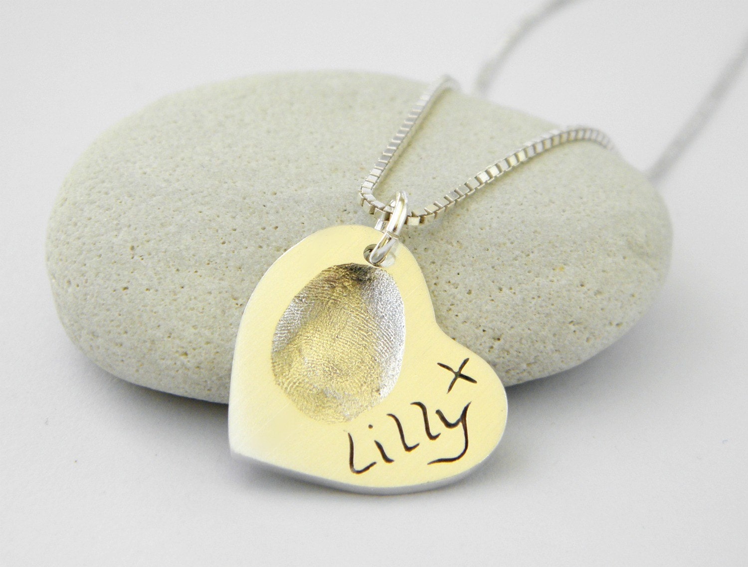 Fingerprint Heart Pendant on a Chain