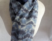 Silk Chiffon Hand Dyed Scarf (Light Blue, Dark Blue, Cream)