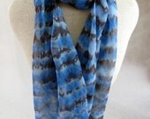 Silk Chiffon Scarf (Blue, Black, Grey)