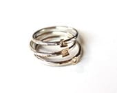 Tiny Initial Ring  Sterling silver band (CUSTOM)