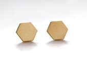 Hexagon Stud Earrings 14K gold dipped