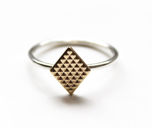 Deco Ring (14K gold and silver)