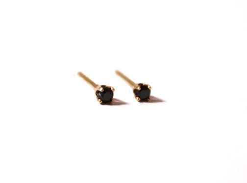 Mini Black Diamond Stud Earrings