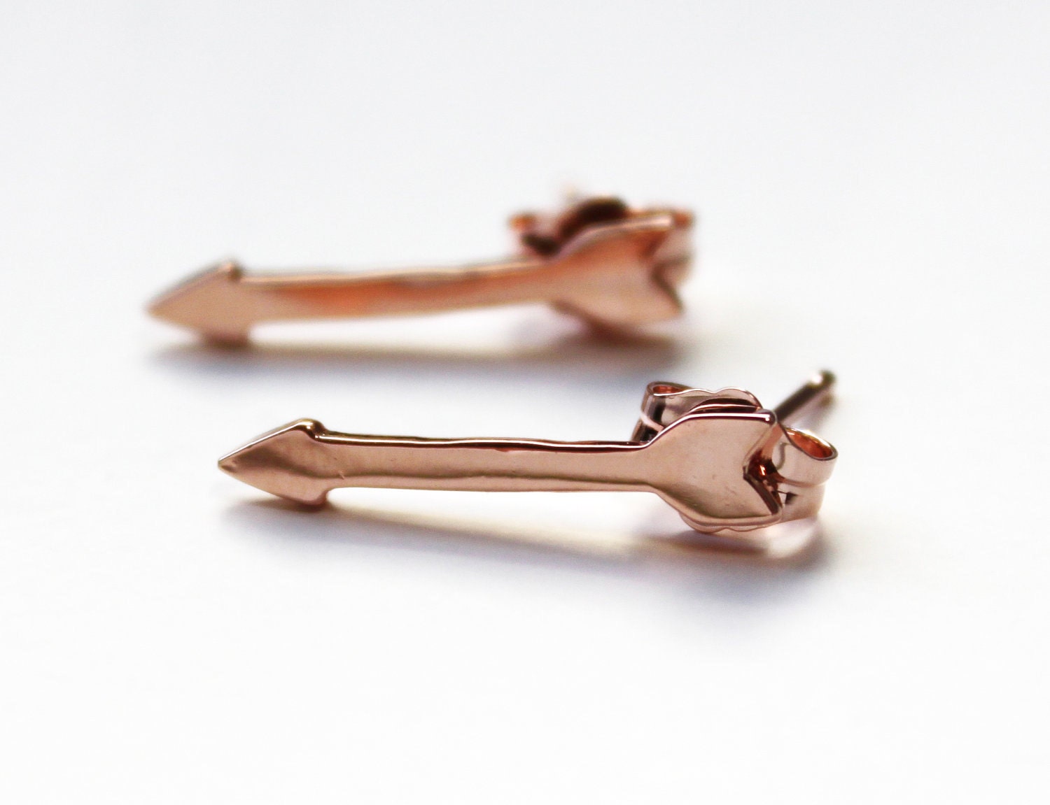 Tiny Arrow Stud Earrings 14K rose gold dipped