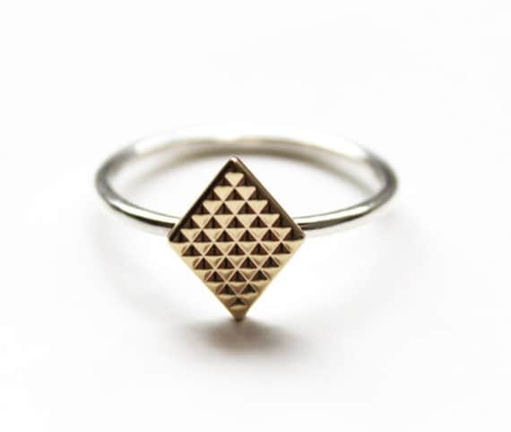 Deco Ring (14K gold and silver)
