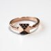 Pyramid Stud Ring with black crystals (14K rose gold dipped)