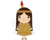 Digital Clip Art A45 - Native American Indian Girl