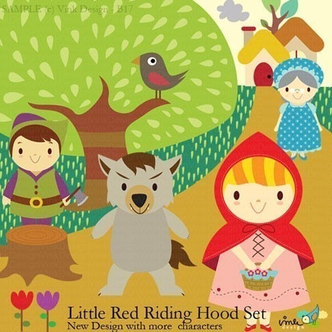 Clip Art Set  B17 -  Little Red Riding Hood - Blond Hair Version