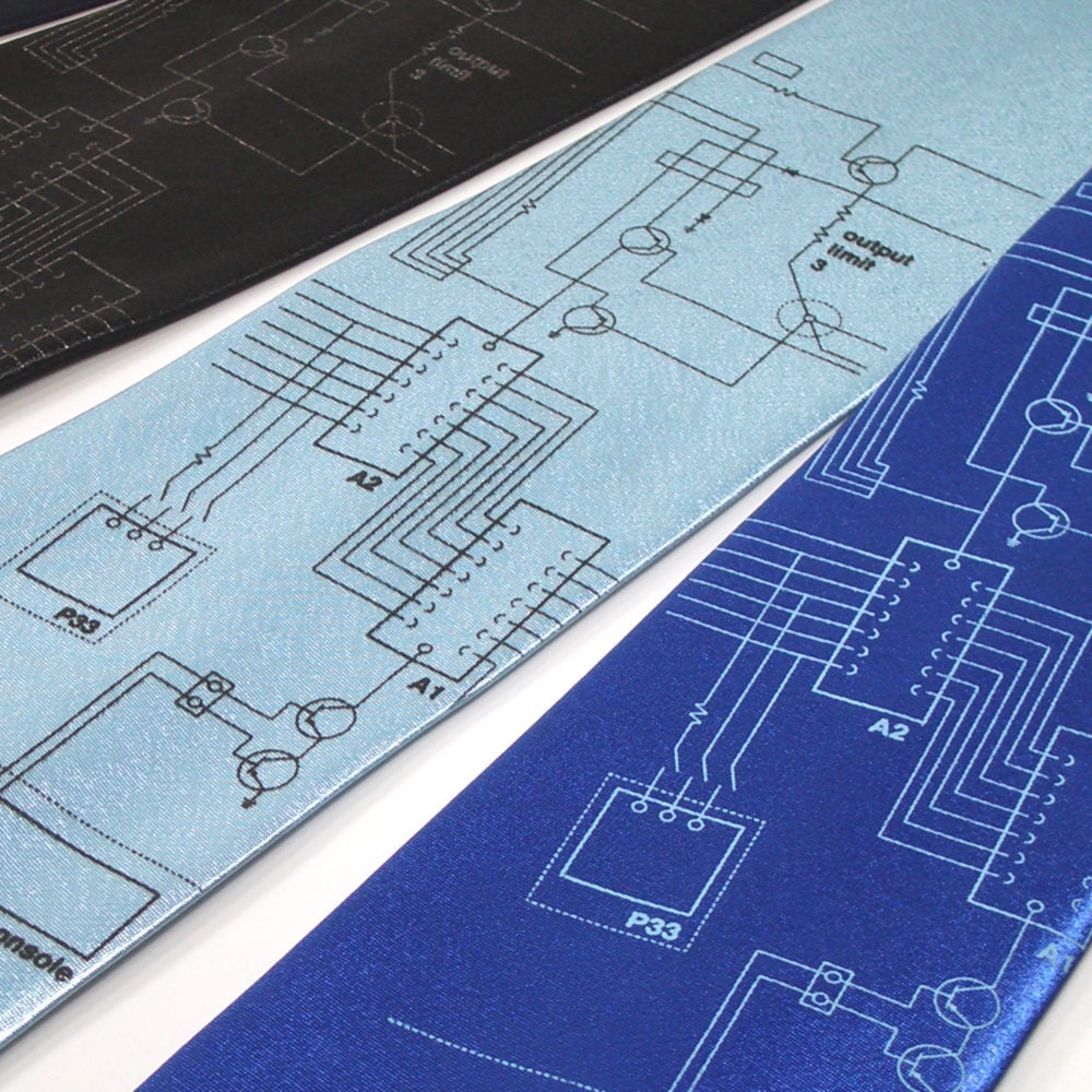 Mens Necktie - Electronica Neck tie - mens silk necktie in four tie color choices