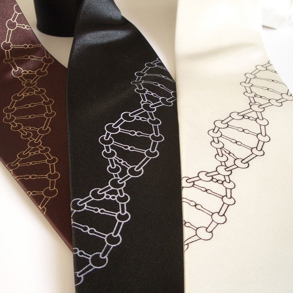 Necktie - DNA Helix - Standard width microfiber tie in two color choices - Black and Brown