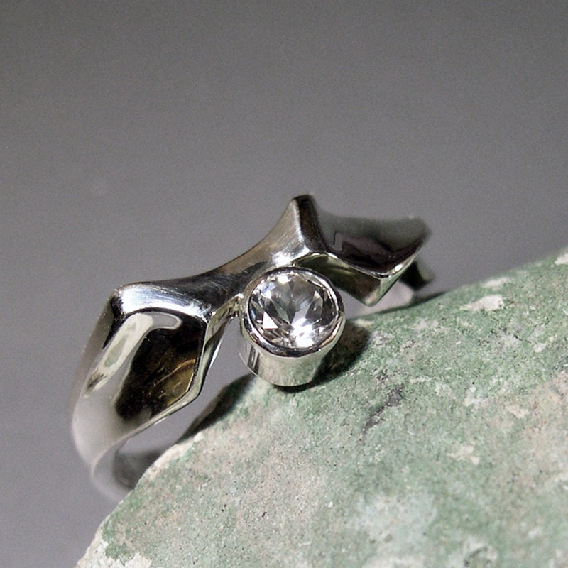 White Topaz Engagement Ring, or Everyday Ring, Sterling Silver
