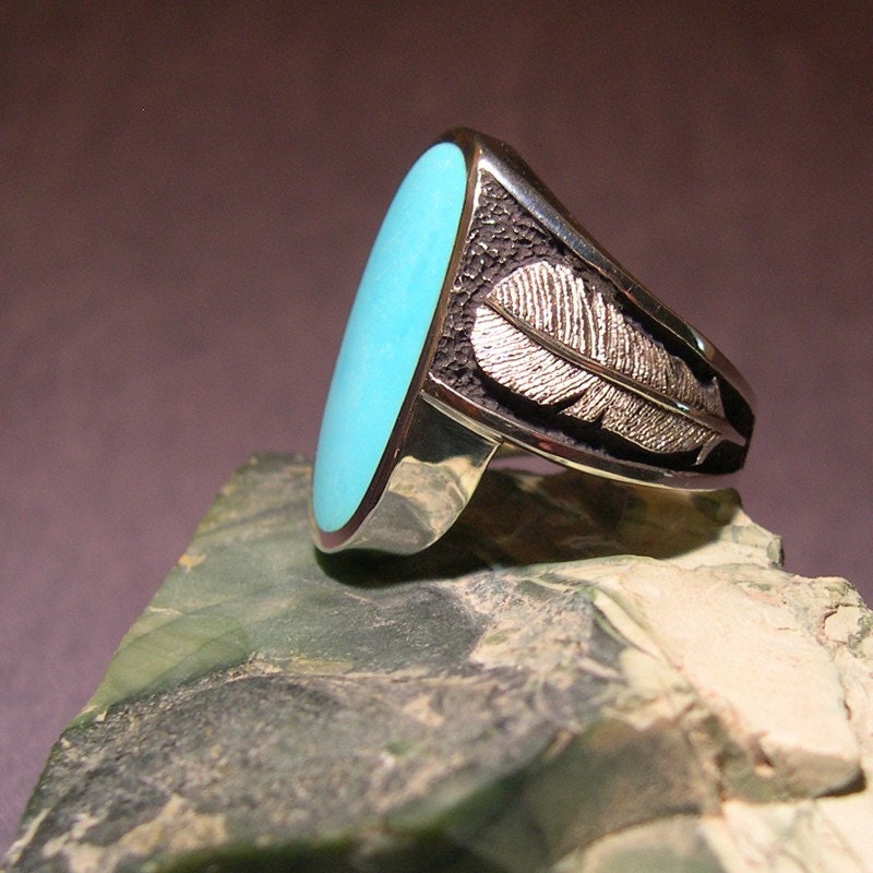 Sleeping Beauty Turquoise on TWO FEATHER BRIDGE, Sterling Silver