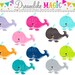 Sweet Whales- Clipart for Personal or Commercial Use