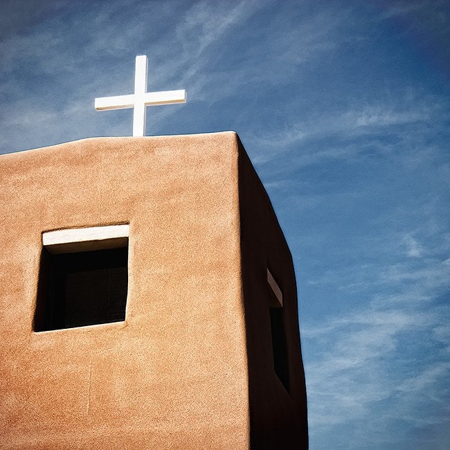 Nambe Two 8x8 - Fine Art Color Photography - Southwestern Travel Photograph - New Mexico Church Photo - Southwestern Art