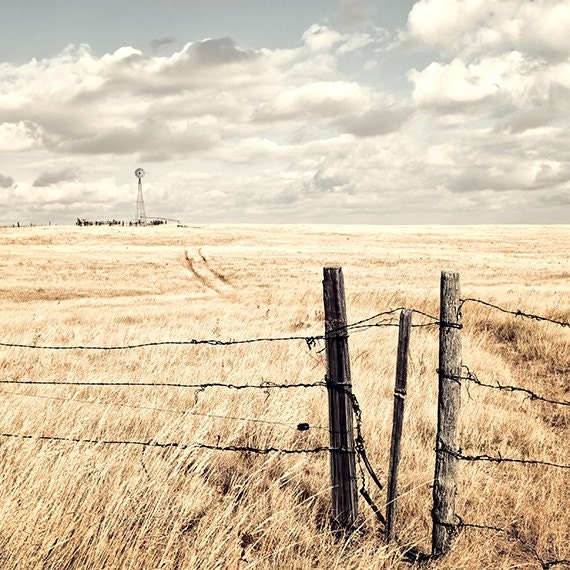 Wyoming 8x8 - Western Landscape Photograph - Rustic Art - Ranch Decor - Monochromatic Photo - Nostalgic American West Photography