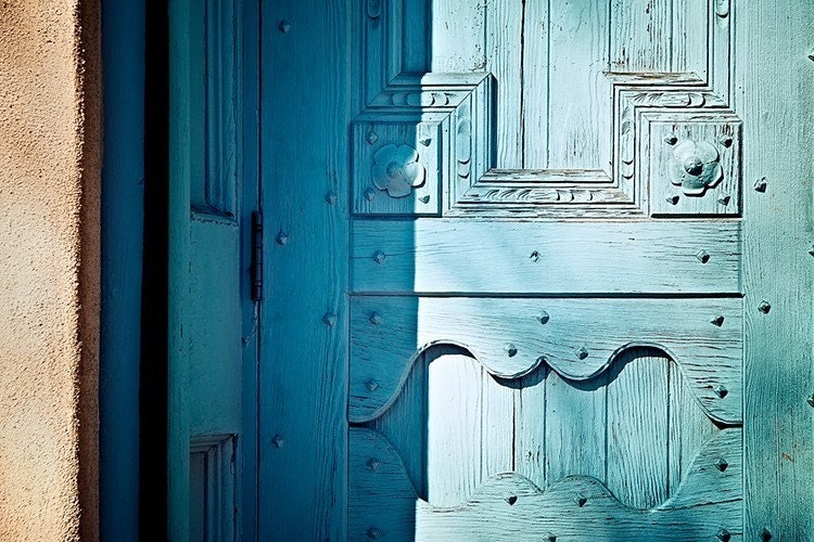 Rawr Door - Turquoise Color Photograph - New Mexico Photography - Door Photo - Southwestern Art Print