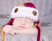 The Aviator Photoprop Newborn in BRIGHT COLORS - Handmade Pilot Flyer Photography Baby Hat