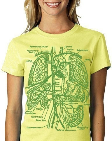 SALE Organs Tshirt Anatomy Science Graphic Tee WOMENS Shirt