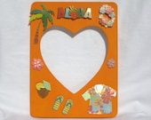 hawaii beach picture photo frame tropical orange heart 5x7