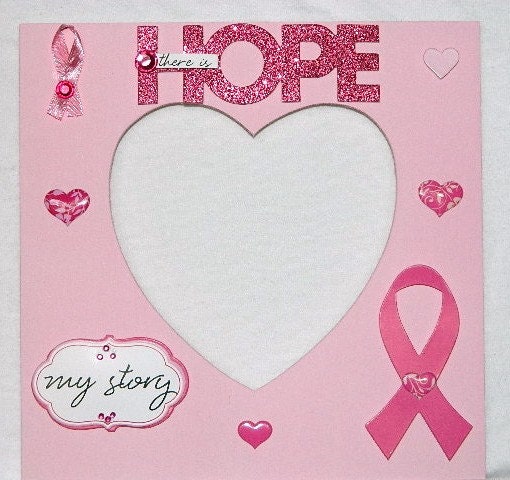breast cancer awareness picture photo frame ribbon hope glitter heart
