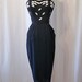 Stunning 1950's black linen sexy curvy strapless cocktail dress with matching shawl with appliques vlv bombshell - size Medium