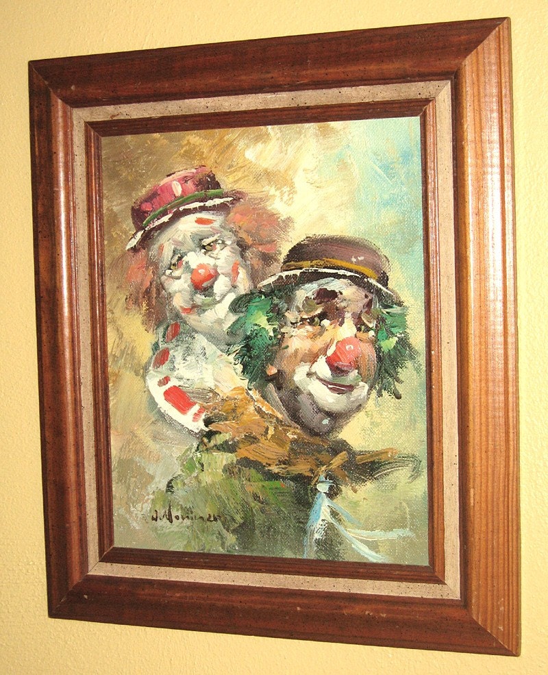 Reserved Clown Original Oil Painting By Wm Moninet Vintage