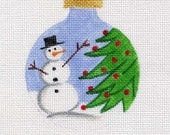 Snowman and Tree needlepoint Ornament - Jody Designs  B112