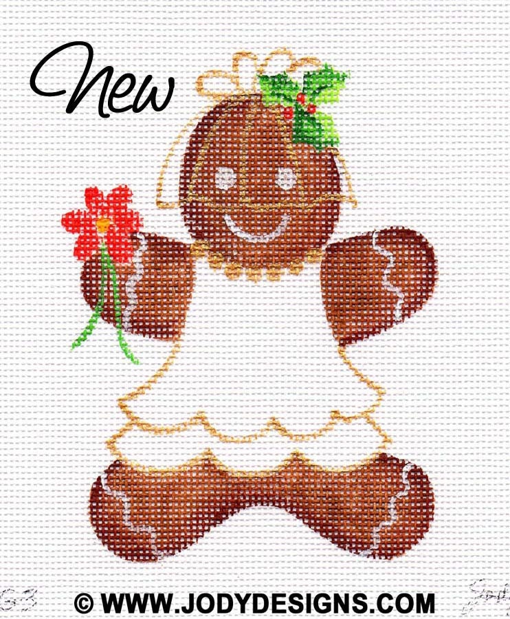Gingerbread Bride Needlepoint Ornament   G3  Jody Designs