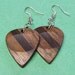 Guitar Pick Earrings - Handmade Exotic Desert Ironwood and Black Walnut Premium guitar pick earrings
