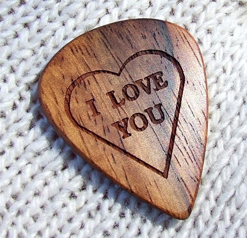 Wood Guitar Pick - Handmade Custom Engraved Exotic Wood Guitar Pick - Amazon Rosewood