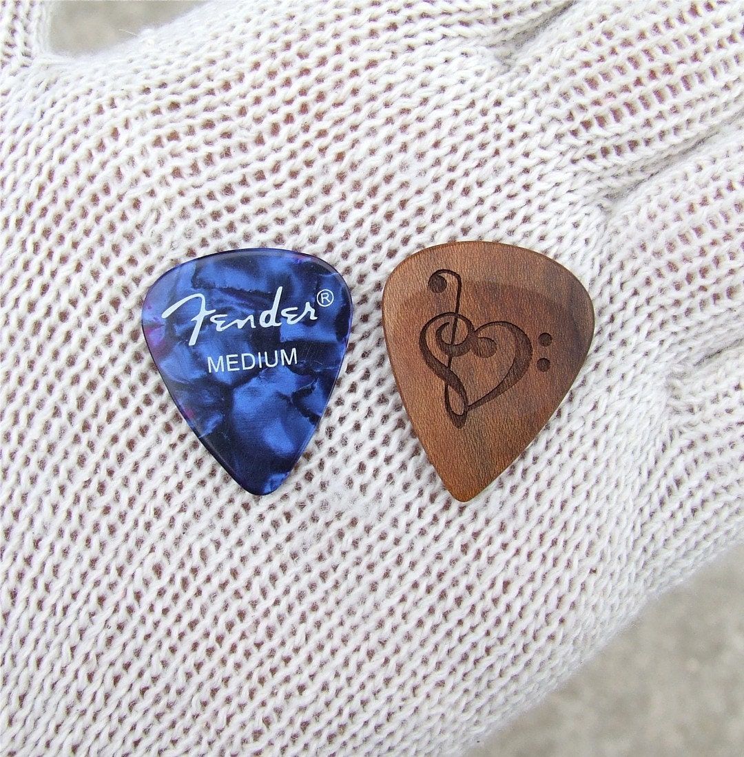 California Apricot Wood Handmade Premium Guitar Pick - Precision Laser Engraved