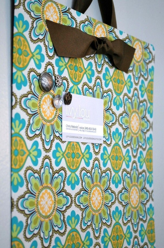 Fabric Magnet Board (12"x18") -Retro Teal