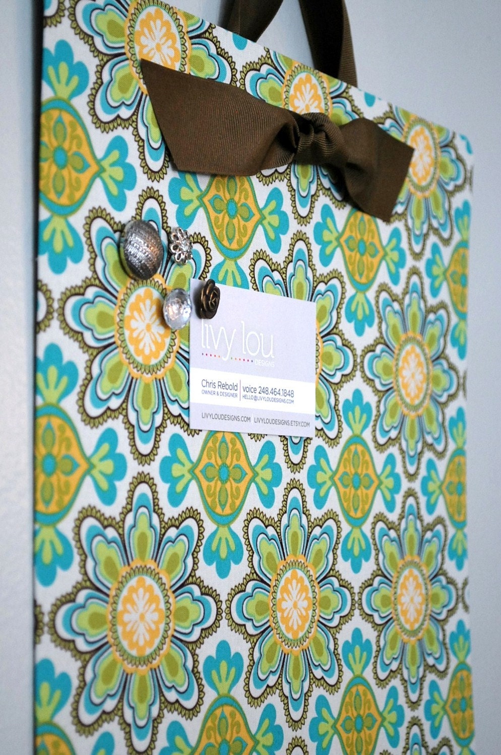 Fabric Magnet Board (12"x18") -Retro Teal