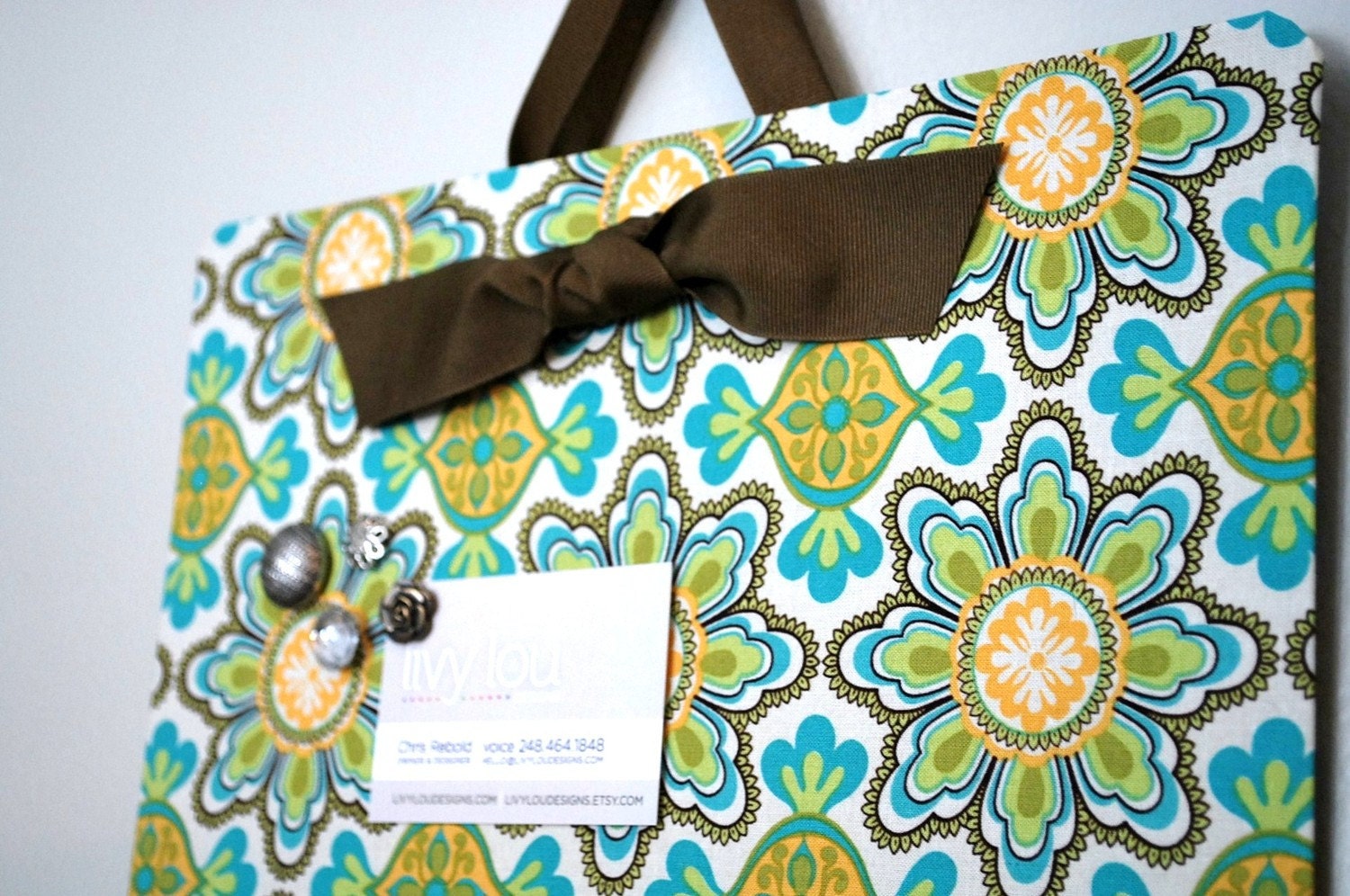Fabric Magnet Board (12"x18") -Retro Teal