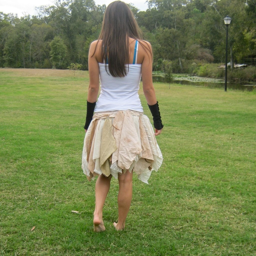 made to order Funky Eco Fairy Pixie Mini Skirt - upcyled clothing / beach clothing / wedding dress