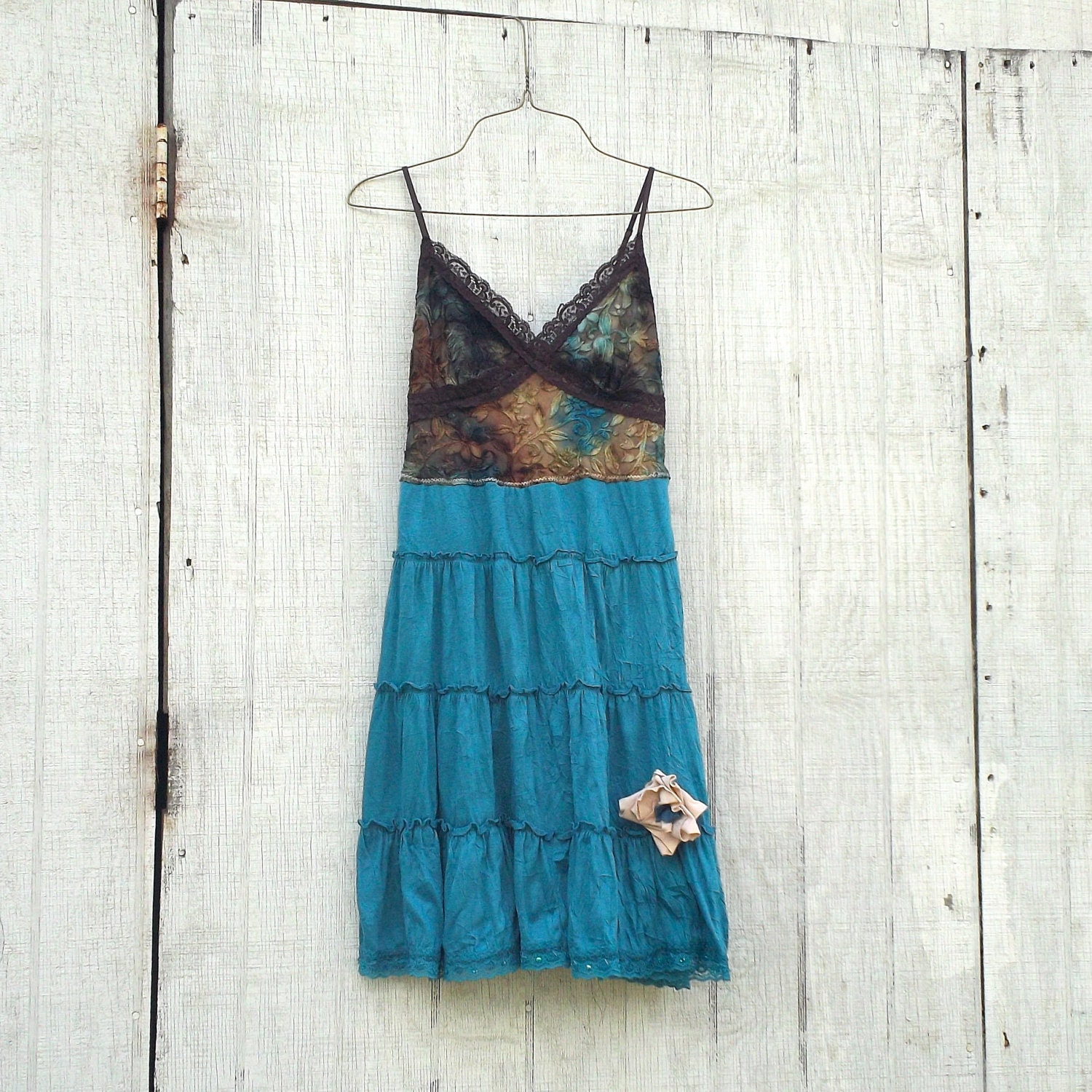 Funky Babydoll Tank Dress / Eco Dress / Tattered Artsy Dress / Upcycled Clothing