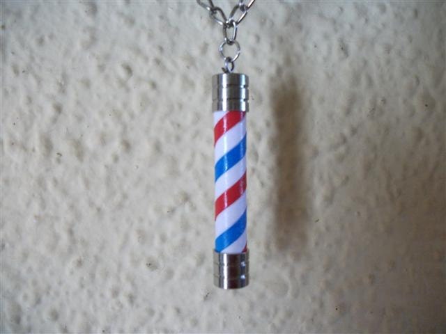 Barber Pole Necklace. Barber Pole Lamp Necklace. Man Necklace. Bar Necklace. Paper bead Necklace.