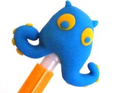 Cute Blue Creature Pencil Topper - novelty eraser