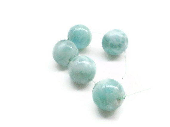 5 Larimar beads round 13 mm