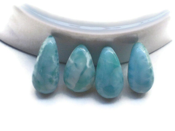 Teardrop Larimar Cabochons set of 4 Larimar cabs