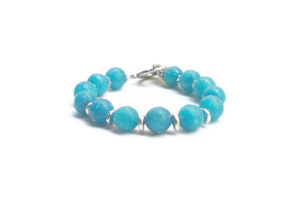 Olympian blue jewelry Jade bracelet 10 mm faceted beads