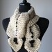 Golden Beige Color Handknitted Scarf Collar Necklet Scarflette with Black Cord