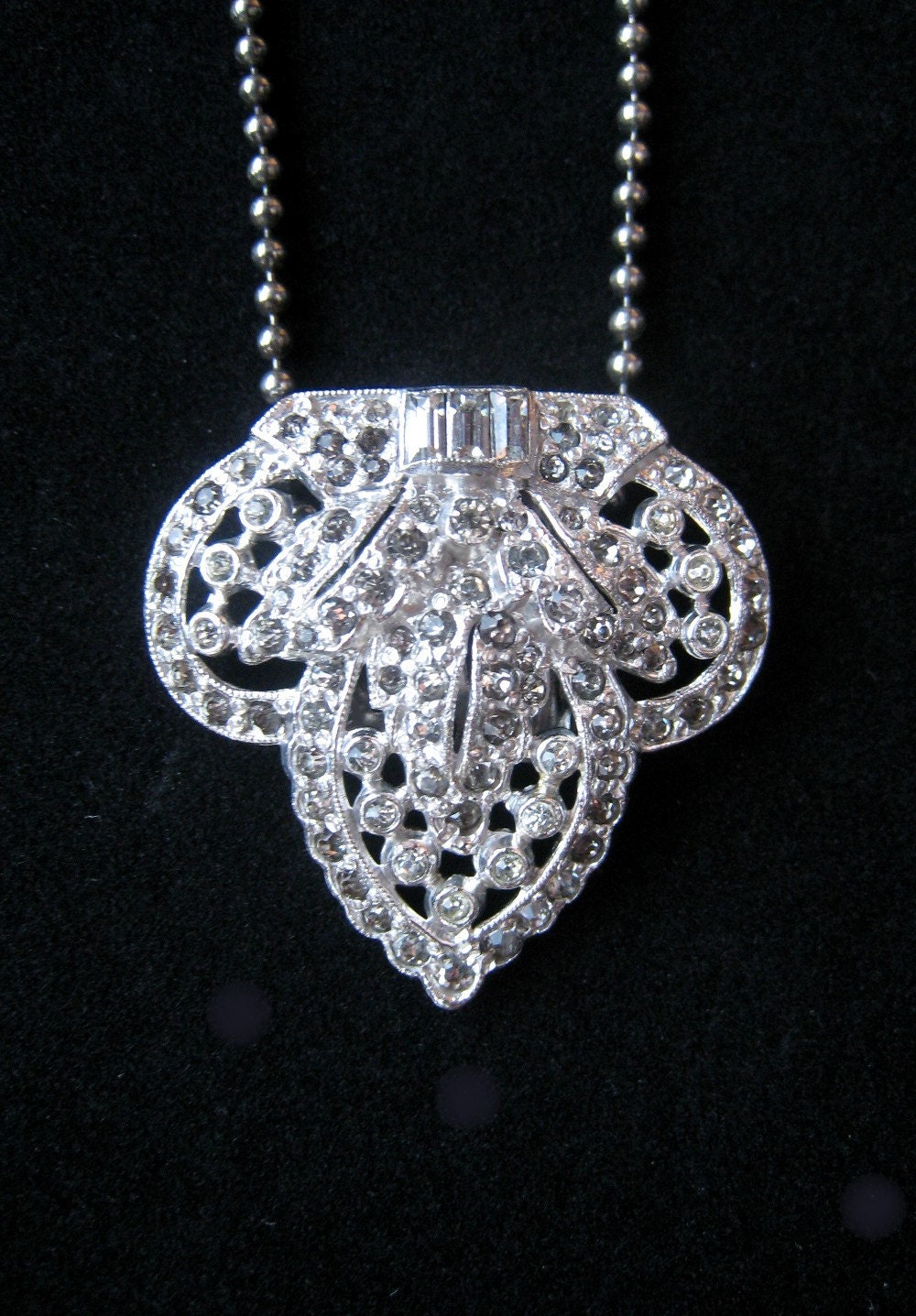 Vintage Art Deco Dress Clip Pendant Necklace France c1930
