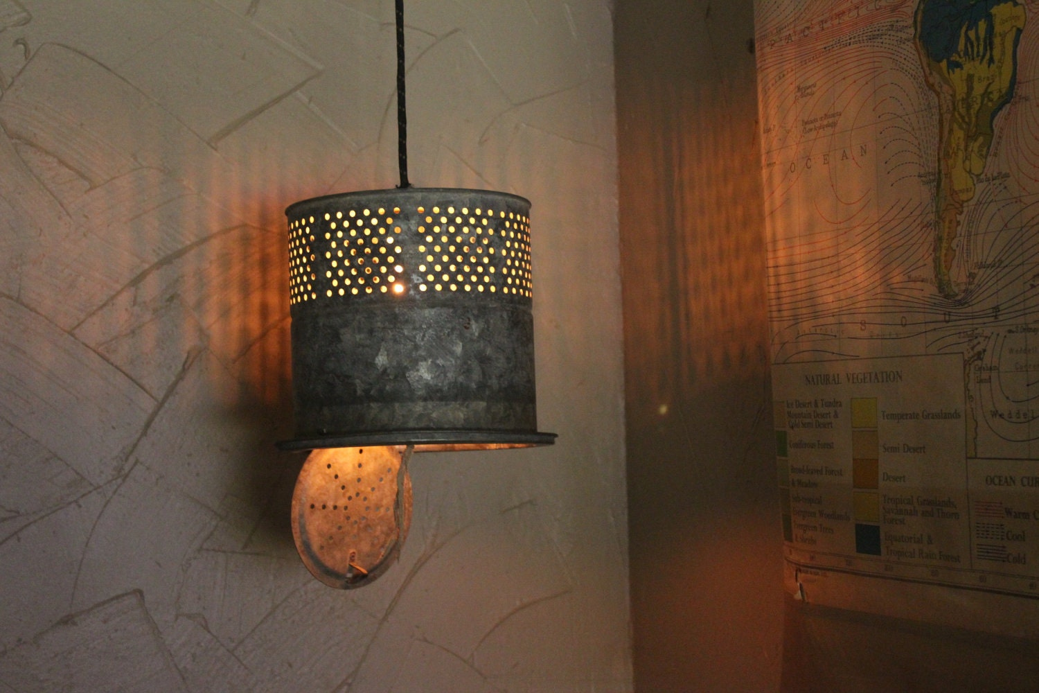 Antique Minnow Bucket Hanging Light with 30 or 60 Antique Bulb
