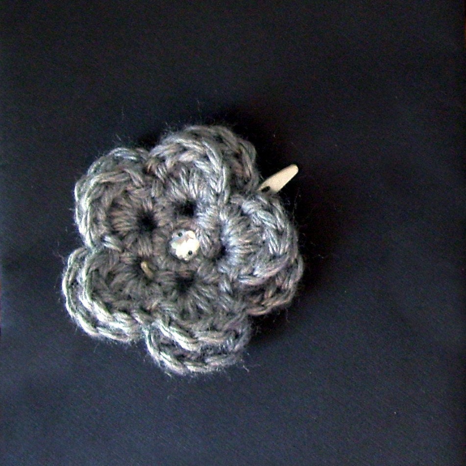 Flower Hair Clip Grey Heather